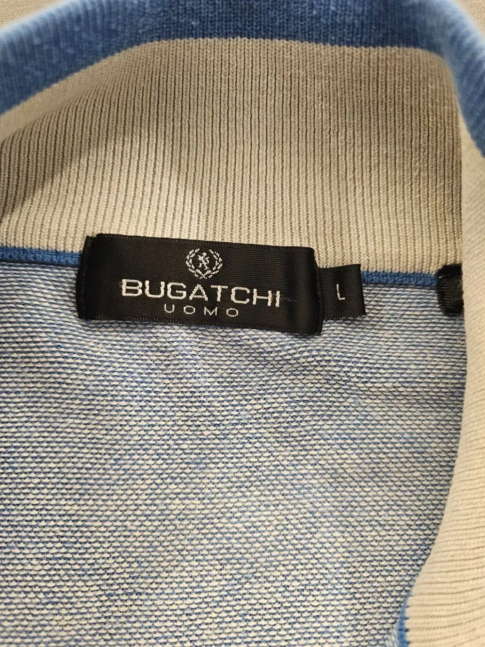Bugatchi Men's Double Sided Pique Heather Quarter Zip Pullover Sweater Blue L - Picture 2 of 5